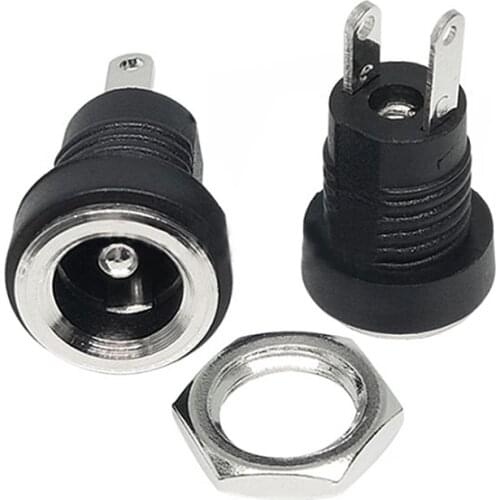 10 pcs DC022B all copper power socket 5.5*2.1 2.5 with nut 3.5*1.3 panel 2-pin welding wire opening 8MM