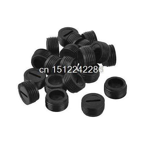 20 Pcs Male Threaded 11mm Dia Screw Carbon Brush Holder Cap Cover Black