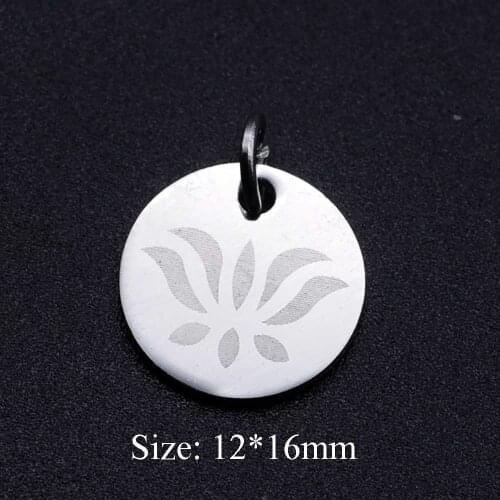 5pcs/lot Lotus Yoga Disc 316L Stainless Steel DIY Pendant Charms Wholesale For Jewelry Making Jewelry Making Charm Never Tarnish