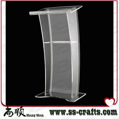 Acrylic digital Lectern, Podium size, Pulpit, Speakers Stand.acrylic lecter table Curved Rail Acrylic Lectern