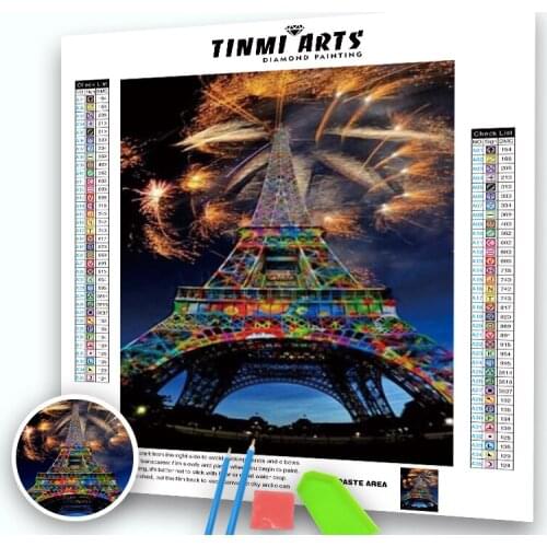 5D Diamond Painting Soft Canvas Color Tower Full Round Drill Mosaic Cross Stitch Pattern Handmade Embroidery Wall Décor
