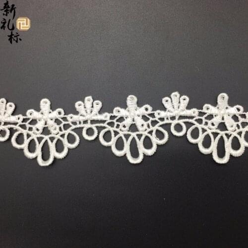 Free Shipping 15yards/Lot White Flower Water Soluble Lace Trim DIY Handmade Lace Accessories Textile Black Fabrics