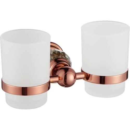 Free ship Rose gold Finish TUMBLER HOLDER DOUBLE CUP HOLDER CRYSTAL