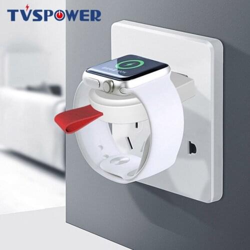 Portable Wireless Charger For Apple Watch 4 3 2 1 Series Magnetic Power Adapter Charging Dock Build in USB Plug Port Cable