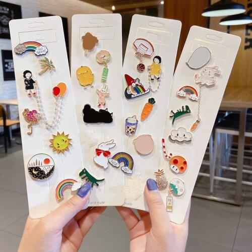 Fashion Rainbow Alloy Lapel Cartoon Pins Fruits Food Mix Brooches Badges Backpack Cute Pins Gifts For Friends Wholesale Jewelry