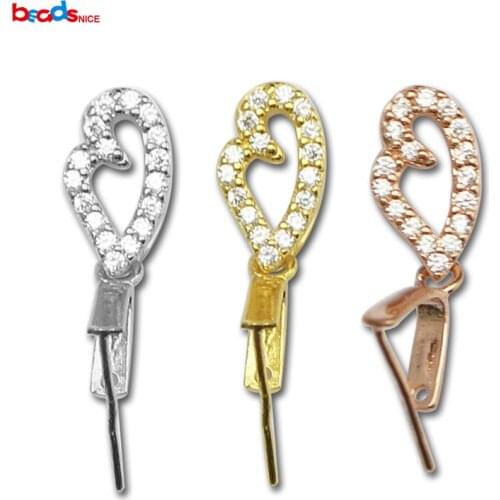 Beadsnice Solid 925 Sterling Silver Accessories of Silver Pendant Clip with ZC Elegant Women Jewelry DIY ID26404