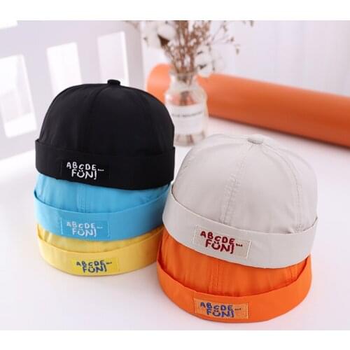 Doitbest 2021 boy Landlords cap Brimless Hat Breathable girl Beanie Hats Cotton Spring ABCDE Letters Landlord Sailor Cap