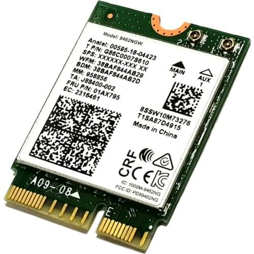 Wireless-AC Dual Band Wifi Card Adapter for Intel 9462NGW CNVI NGFF M.2 Key E with Bluetooth 5.0 Antennas for Win10 Systems C26