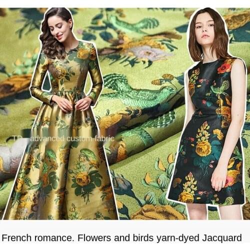 Elegant floral bird embossed jacquard fashion fabric, sewing fabric factory shop is not out of stock