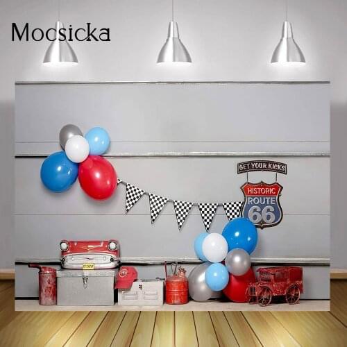 Photography Children Birthday Cake Smash Backdrop Histroic Route Repair Themed Portrait Photo Background Balloons Photo Shoot