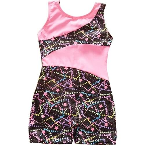 Girls gymnastic leotards kids little star foil printing unitard gymnastics leotard ballet dance