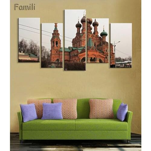 New 5 piece canvas Promotion Cuadros Paintings Basils Cathedral Moscow Russia Wall Painting Art decoration for homeCanvas