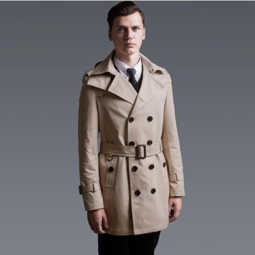 Men Coat Luxury Double Breasted Trench Male Plus Size 6XL Spring Autumn Hat Detachable Medium-long Mens Jackets And Coats