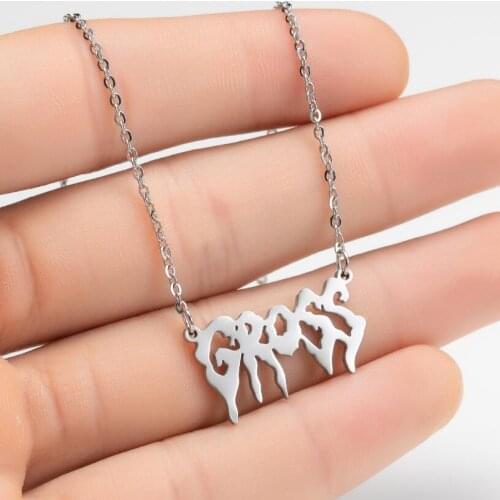 Gothic Punk Girls stainless steel Harajuku Necklaces Men Gross Letter Necklace Choker Jewelry male