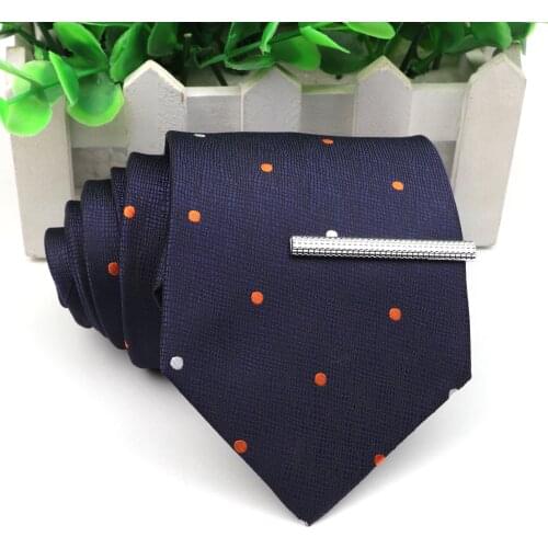 Tie Set Fashion Formal Dot Necktie Clip Men Business Party Banquet Ties Silver Chrome Stainless Steel Clips Cool Match Hot
