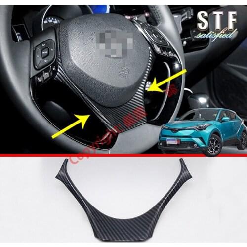 Carbon Fiber Style Interior Steering Wheel Trim Cover For Toyota C-HR CHR 2017 2018 2019