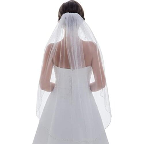 New Spring Design 1T Rhinestone Pearl Sequin Beaded Wedding Veil