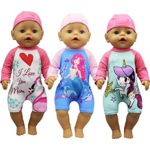 Swim Suit Doll Clothes Fit 17 inch 43cm Doll Clothes Born Baby Suit For Baby Birthday Festival Gift