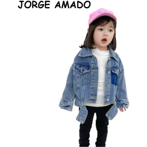 2020 Autumn Girls Jackets Baby Boy Coats Blue Denim Casual Kids Jackets for Girls Kids Clothes E52032