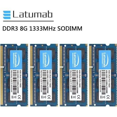 Latumab RAM DDR3 8GB 16GB 32GB 1333MHz Laptop Memory PC3-10600 SODIMM Memory 204Pin 1.5V Notebook Memory Memoria DDR3 RAM Module