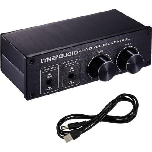 Passive Audio Volume Controller with Fully-Balanced & Single-Ended Mode XLR & RCA Interfaces Stereo System Pre-Amplifier Speaker
