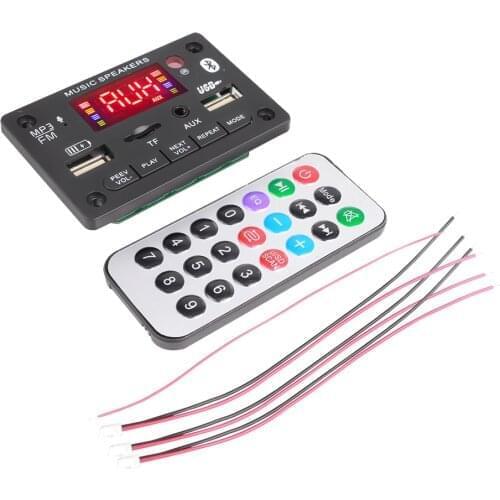 Kebidu 12V Color screen Bluetooth 5.0 decoder board MP3 player support call recording With 5V-2A rechargeable USB Interface