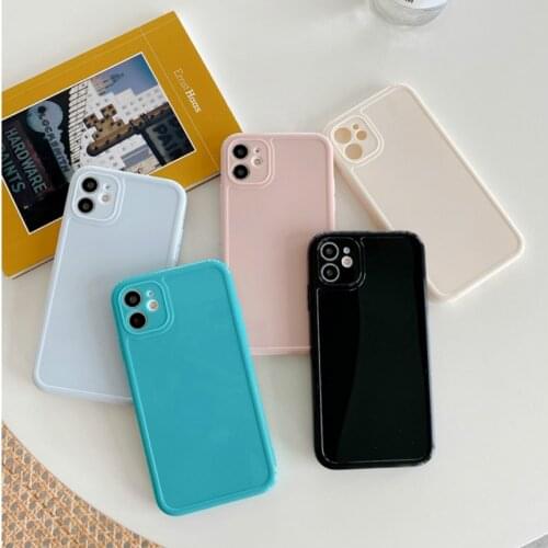 Simple Candy Color Phone Case for iPhone 11 11pro X XR Xsmax SE2020 7 8plus Soft Silicone TPU Shockproof Case Back Cover