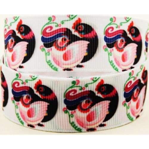 22mm 25mm 38mm 75mm chicken cartoon printed Grosgrain Ribbon party decoration 10 Yards X-04348