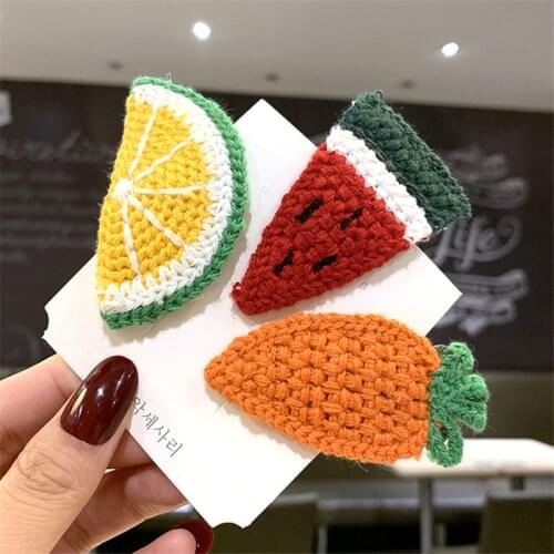 RONGQING 50pcs/lot DIY Winter Girls Handmade Knitting Fruit Hairpins Children Lovely Hair Clips Barrettes Kids Hair 2020 new