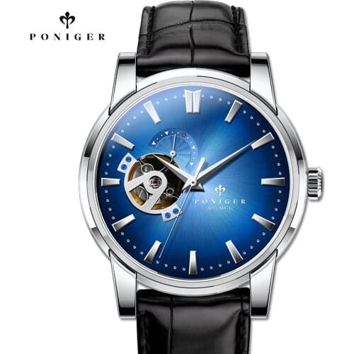 Luxury Brand PONIGER Mens Watch Japan Original NH39A Automatic Mechanical Watches Men Sapphire Skeleton Waterproof Clock P519-1