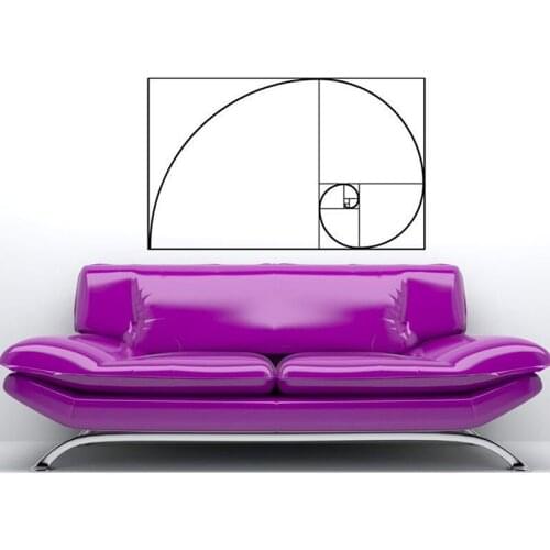 Fibonacci Spiral Art Science Decal -mathematics For Wall. Mathematics Wall Vinyl Sticker, Science-physics Gifts Decals E490