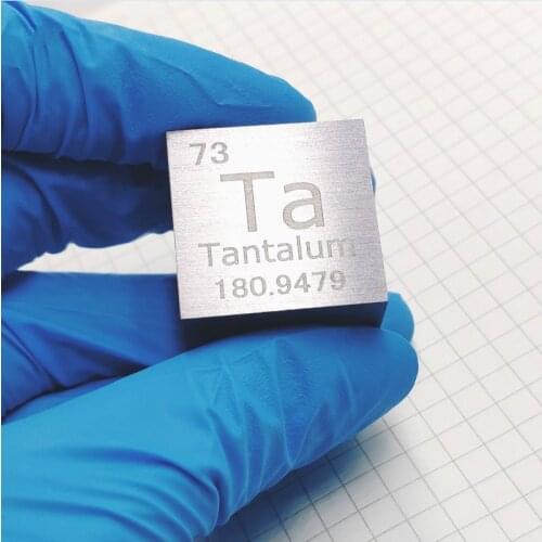 Tantalum metal in the periodic table- Cube Side length is one inch (25.4mm) and weight is about 275g 99.9