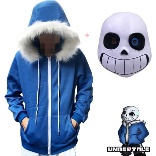 2019 Sans Undertale Cosplay Hoodies Emulsion Mask Jacket Sans Plus Velvet Hooded Zipper Sweater Animation Game Outfit