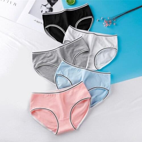 Cute Girls Solid Color Low Waist Slim Panties Breathable Cotton Underwear Briefs cuecas feminina sexy шелковые трусы женские