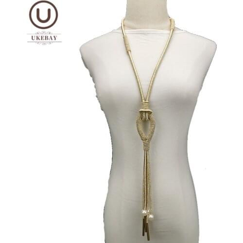 UKEBAY New Luxury Necklace Designer Handmade Jewelry Women Bohemian Gold Pendant Necklaces Tassel Clothes Accessories Wholesale