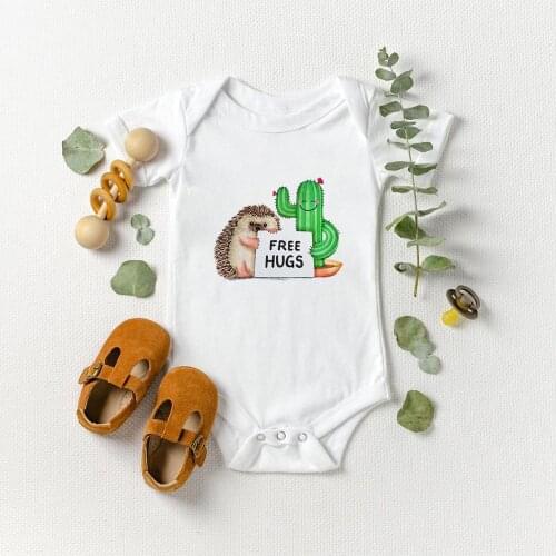Hedgehog and Cactus Funny Printing Baby Girl Boy Romper Cute Graphic Pop Newborn Jumpsuits Ropa Bebe Soft Beautiful Clothes