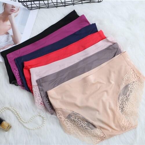 Womens Sexy Lace Panties Seamless Underwear Briefs Nylon Silk for Girls Ladies Cotton Crotch Breathable Transparent Lingerie