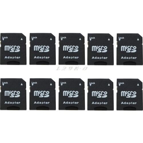 10Pcs Micro SD TransFlash TF To SD SDHC Memory Card Adapter Converter Black