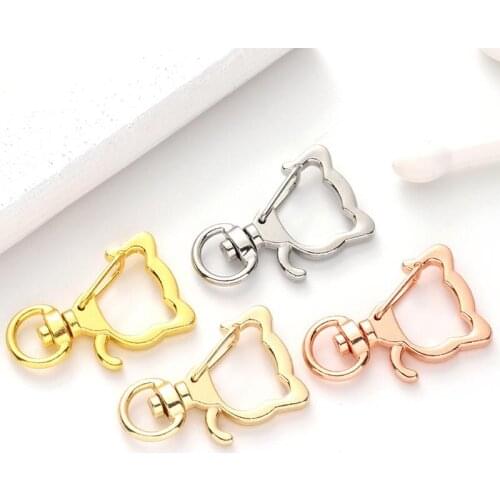 100pcs Metal Cat head Split Ring Keychains cat Key Chain Ring Split Rings Unisex Keyring Keyfob DIY Accessories