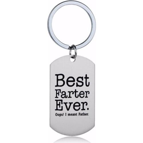 12PC/Lot Best Farter Ever Oops I Mean Father Dad Keychain Stainless Steel Keyring Family Jewelry Daddy Key Chain Fathers Gifts