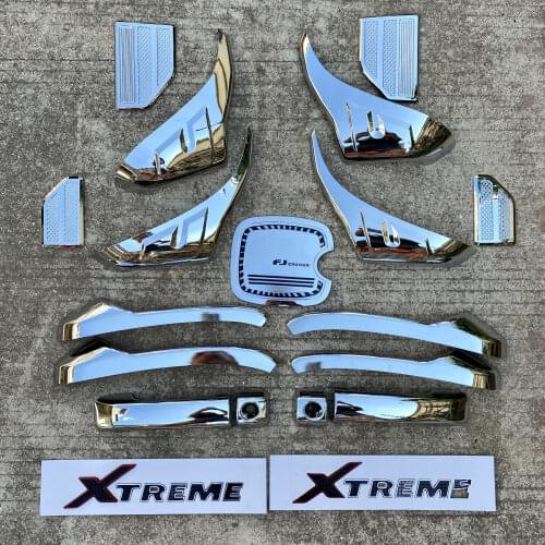 19PCS ABS Car Exterior Full Chrome Set Handle/Lamp/Tank Cover Side Emblem Sticker For Toyota FJ Cruiser Accessories