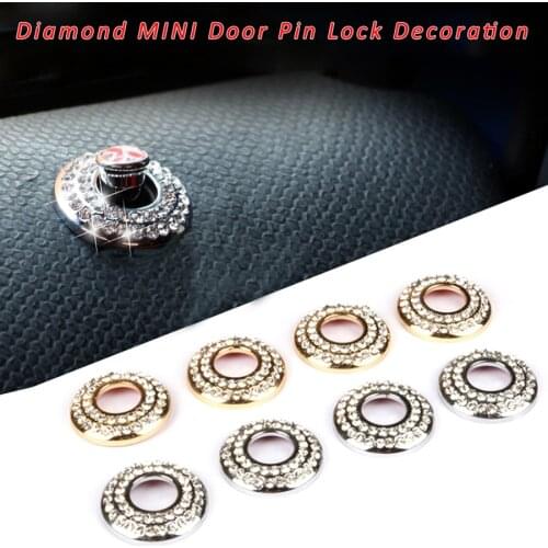 2PCS Door Lock Pin Diamond Ring Decoration for Mini Cooper S One JCW Countryman R53 R55 R56 R57 R58 R59 R60 R61 F56 F57 F60