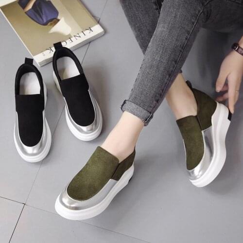 2021 inner height womens shoes color matching new lazy Korean flat sole slope heel shoes casual shoes