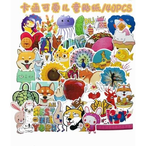 40-piece Cartoon Sticker Water-proof Mobile Phone Luggage Case Computer Notebook Toy Stationery Decorative Sticke