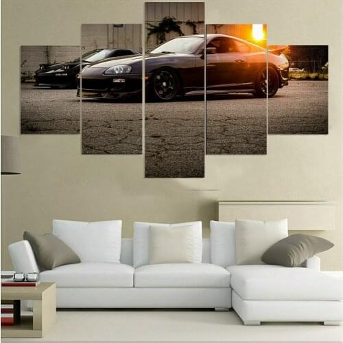 No Framed Canvas 5Pcs Toyota Supra 90s Sports Car Wall Posters Pictures Paintings Home Decor Accessories Living Room Decoration