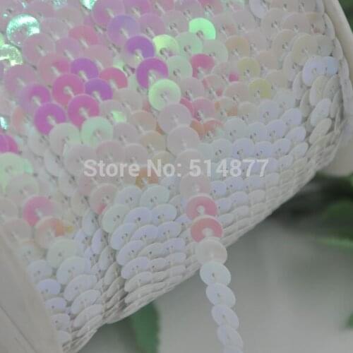 5Y White AB Beautiful Sequins Ribbon Trim Craft Sewing Trimming New