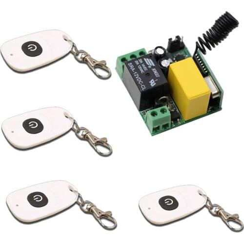 AC220V 10A 1CH Remote Control Garage Door RF Wireless Remote Control Switch System 4X Transmitter +1 X Receiver for Lamp/ Window