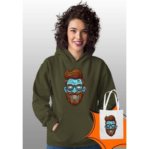 Angemiel Wear Entel Zombie Green Women 'S Hooded Sweatshirt With Bag Kombin