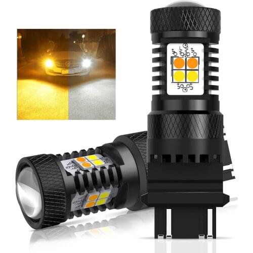 AUXITO 2Pcs T20 7443 W21 5W LED 3157 T25 LED Canbus No Hyper Flash Switchback White Amber Led Daytime Running Turn Signal Lights