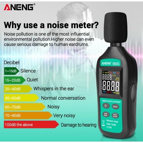 ANENG Digital Noise Meter 35db-135db Decibel Meter LCD Display Sound Level Meter High-precision Sound Decibel Monitor